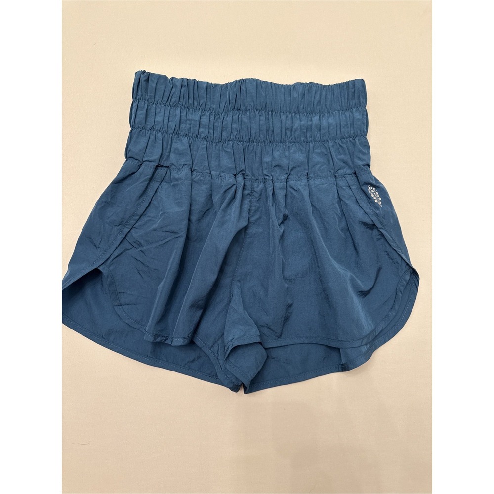Free People FP Movement The Way Home Shorts Blue High Rise Smocked Running XS
